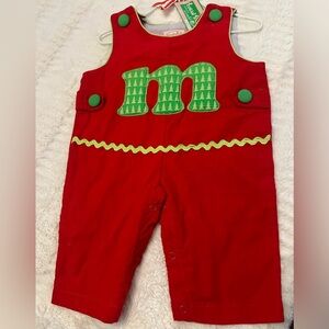 MudPie Christmas Baby Romper 0-6 Months - Holiday Outfit NWT - Initial “M” NEW